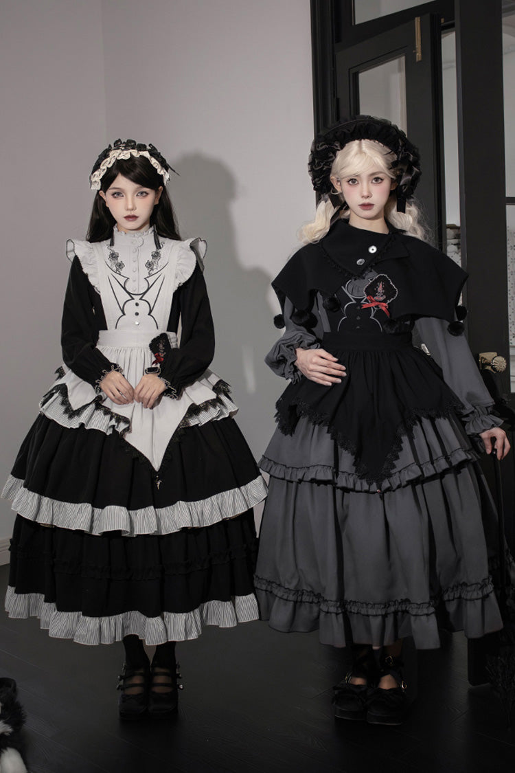 Castle Night Long Sleeved Ruffled Embroidered Gothic Lolita Dress