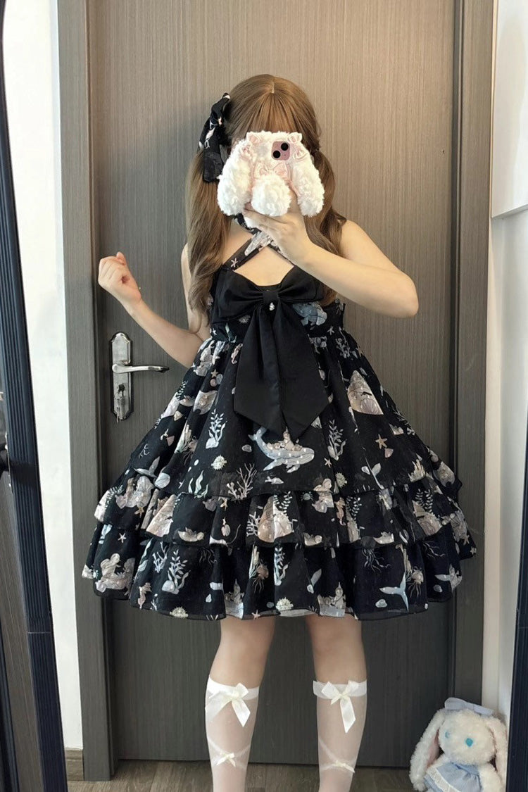 Sweet Lolita Strap Dress with Layered Ruffles and Lace - Ocean Sweetheart, 5 Colors