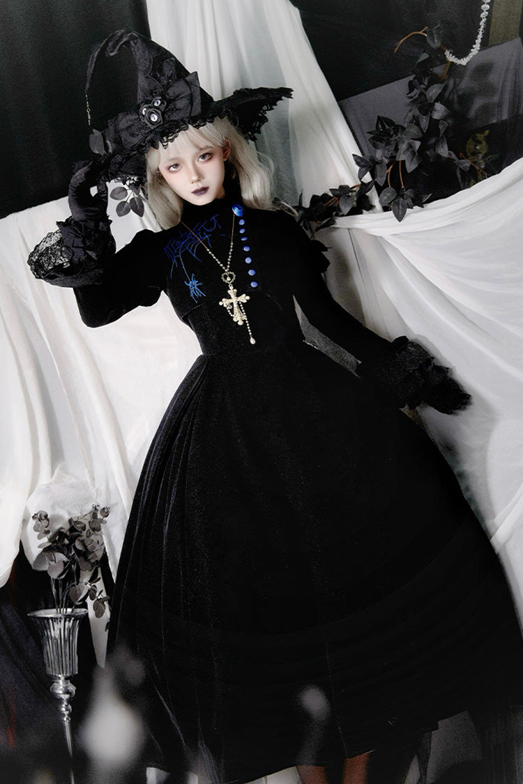 Gothic Corset Dress with Embroidery and Fishbone Detail - Night Poems, 2 Hues