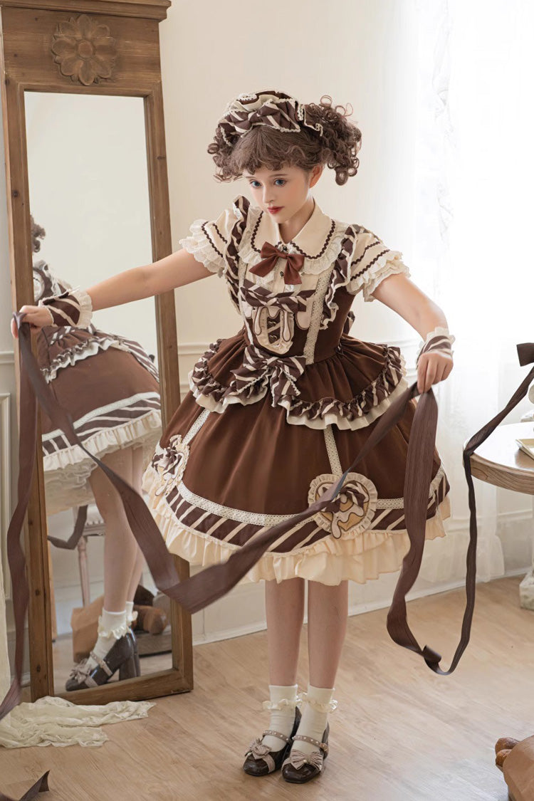 Cocoa Short Sleeve Printed Ruffle Bowknot Princess Lolita JSK Set