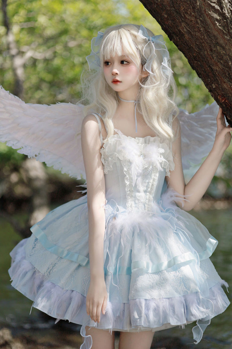 Wings Arrival Multilayer Ruffle Ballet Sweet Elegant Lolita Jumper Dress 3 Colors