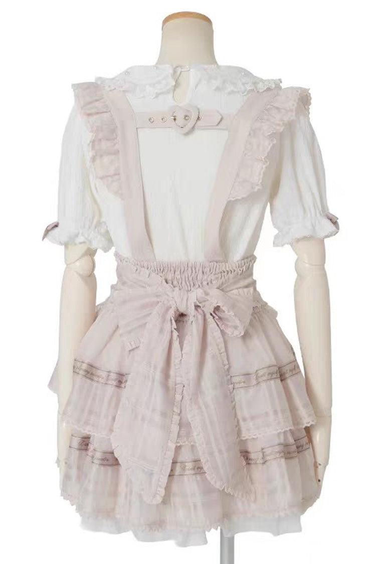 Elegant Double-Tier Ruffle Bow Stitching Lace Plus-Size Strap Dress in Three Hues