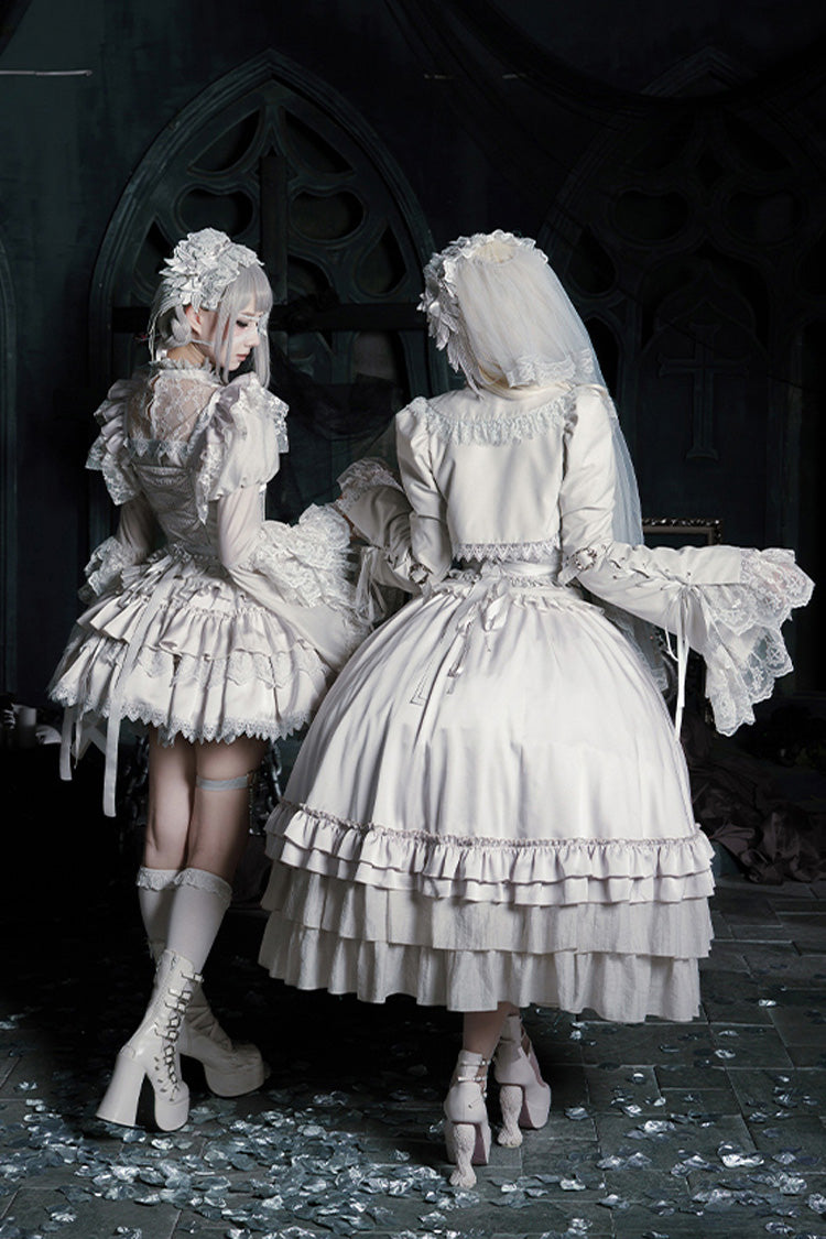 Bionic Doll Square Collar Gothic Lolita Corset Set with Multi-Layer Ruffles, Long Skirt