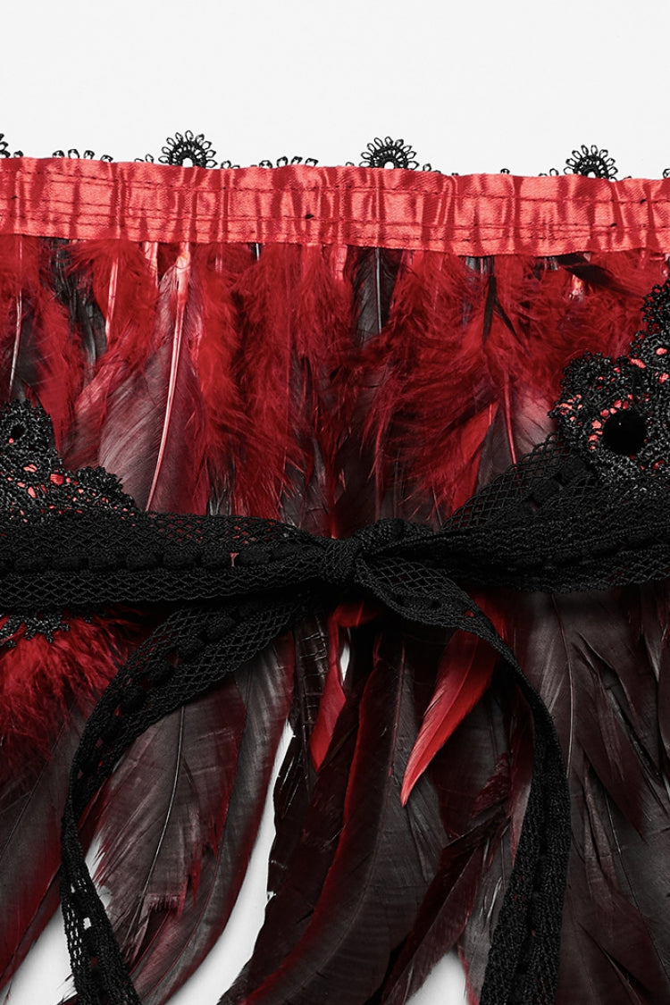 Crimson & Noir Faux Feather Gothic Shoulder Harness for Women
