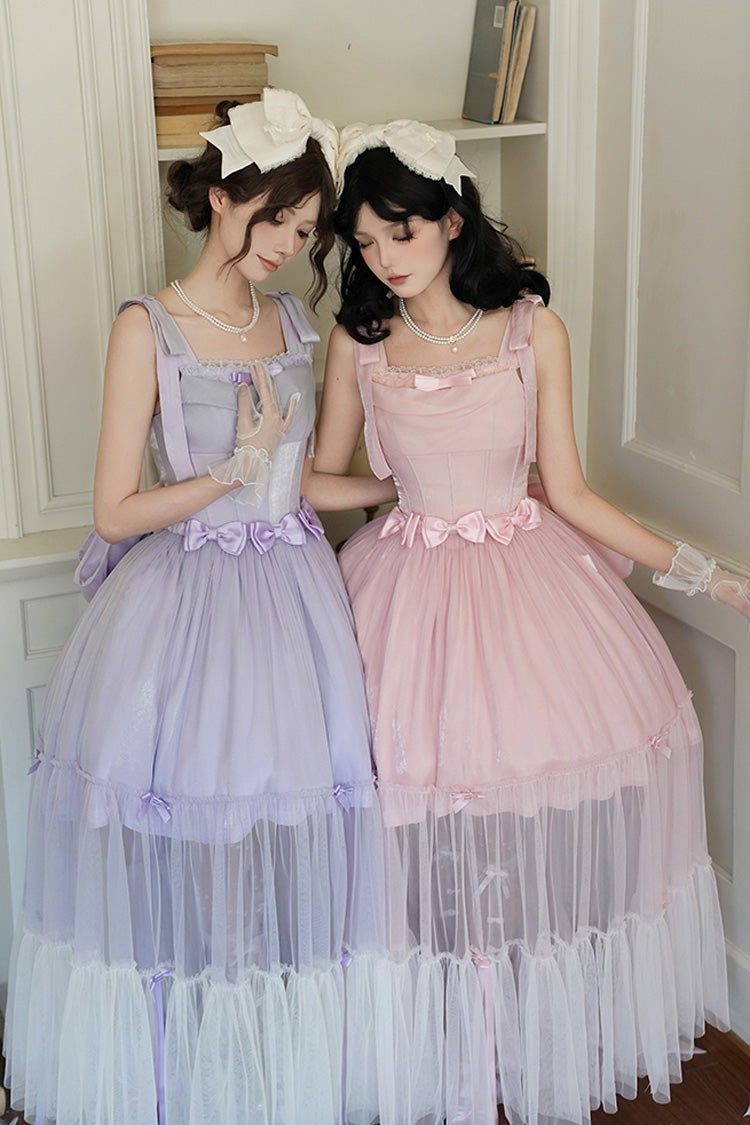 Foamy Sea Violet Sleeveless Ruffle Bowknot Fishbone Lolita JSK - Foamy Sea
