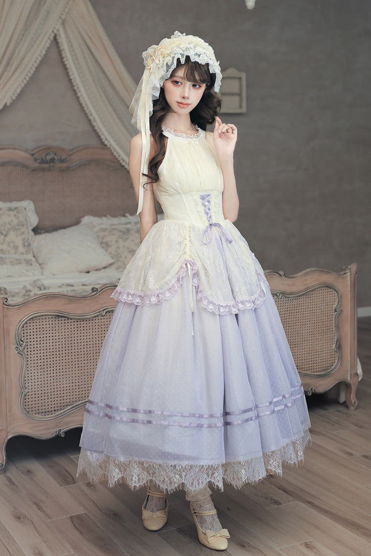 Halterneck Sleeveless Printed Lace Corset Lolita JSK Set