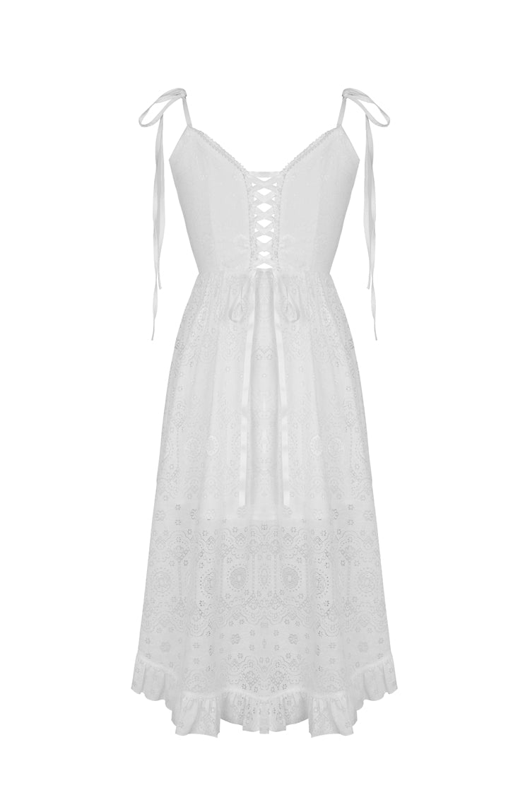 White Floral Lace Lace-Up Steampunk Slip Cocktail Dress