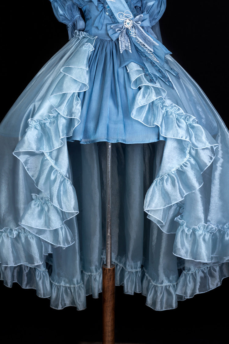 Mermaid Princess Ruffle Hanayome Bow Sweet Elegant JSK Dress Set in Blue