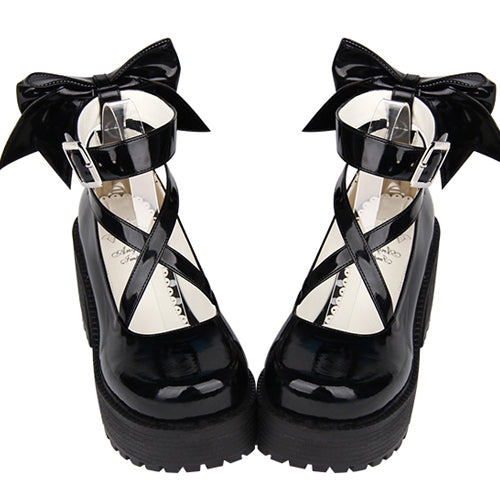 Cute Bowknot Round-Toe High Heel Lolita Shoes