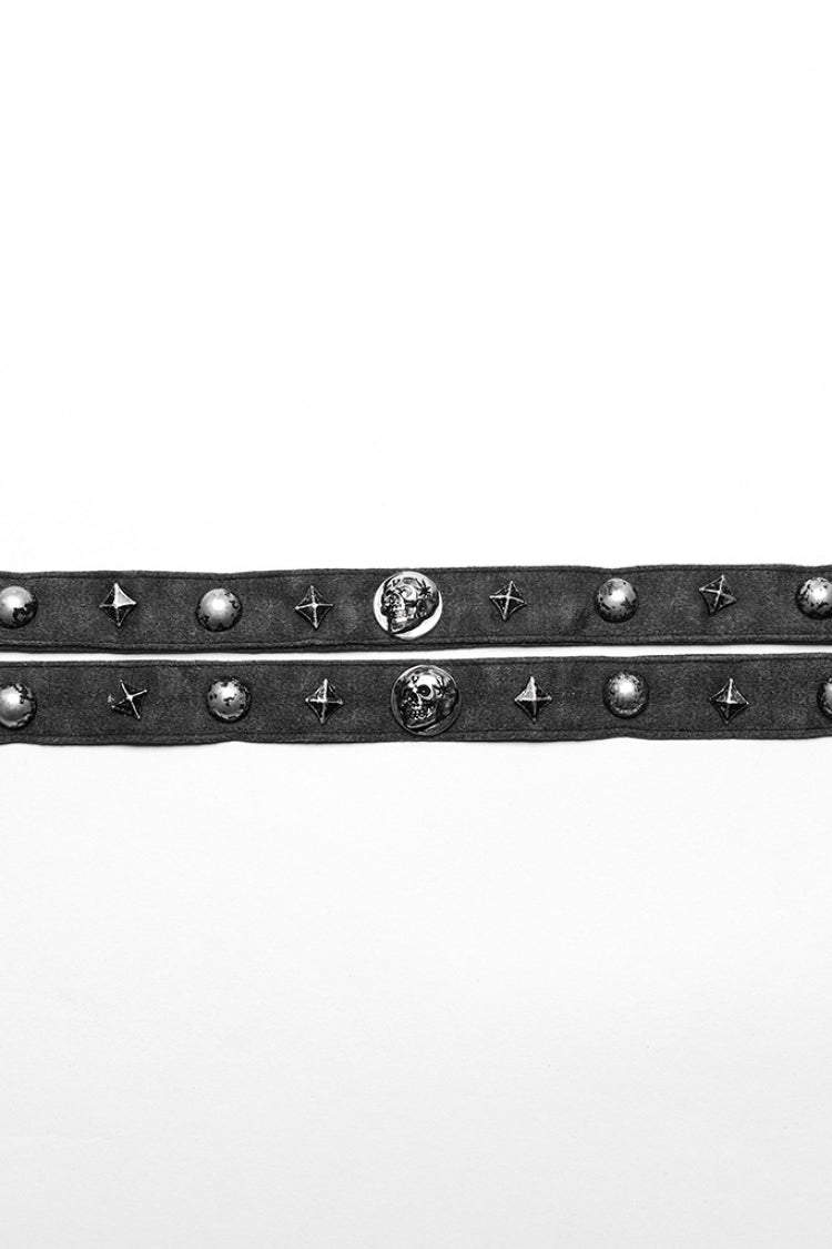 Skull Print Riveted Military Steampunk Choker