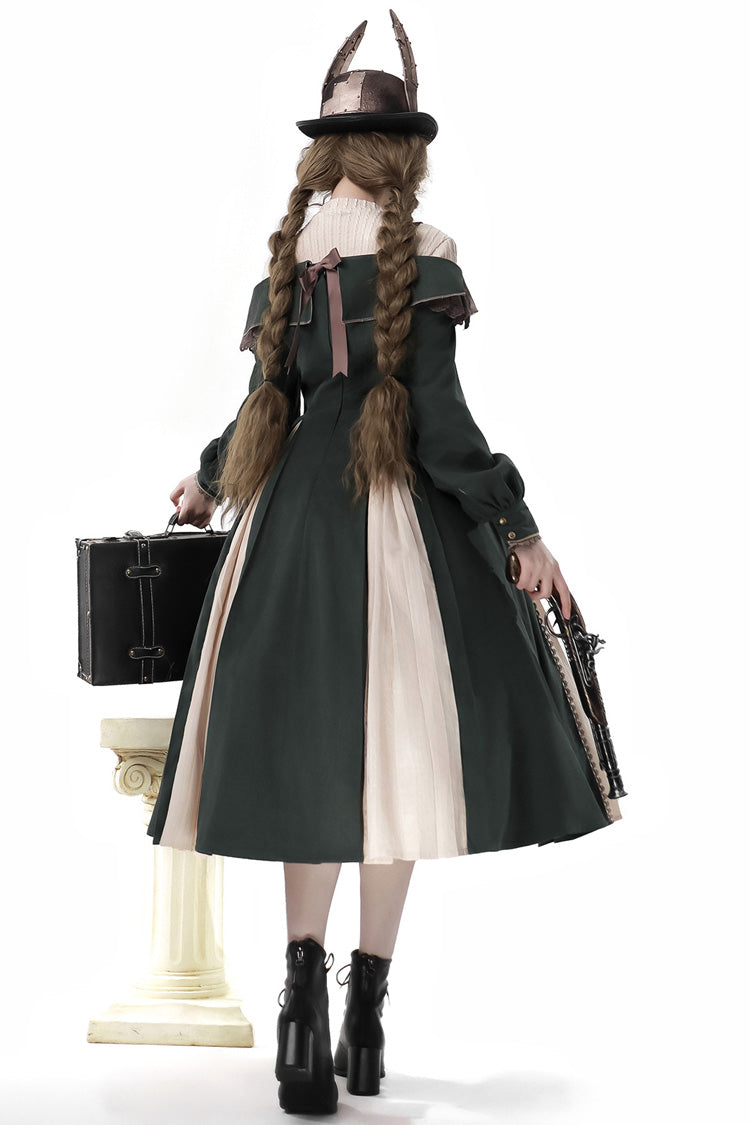 Emerald Long-Sleeve Ruffled Embroidered Bowknot Gothic Princess Lolita Dress