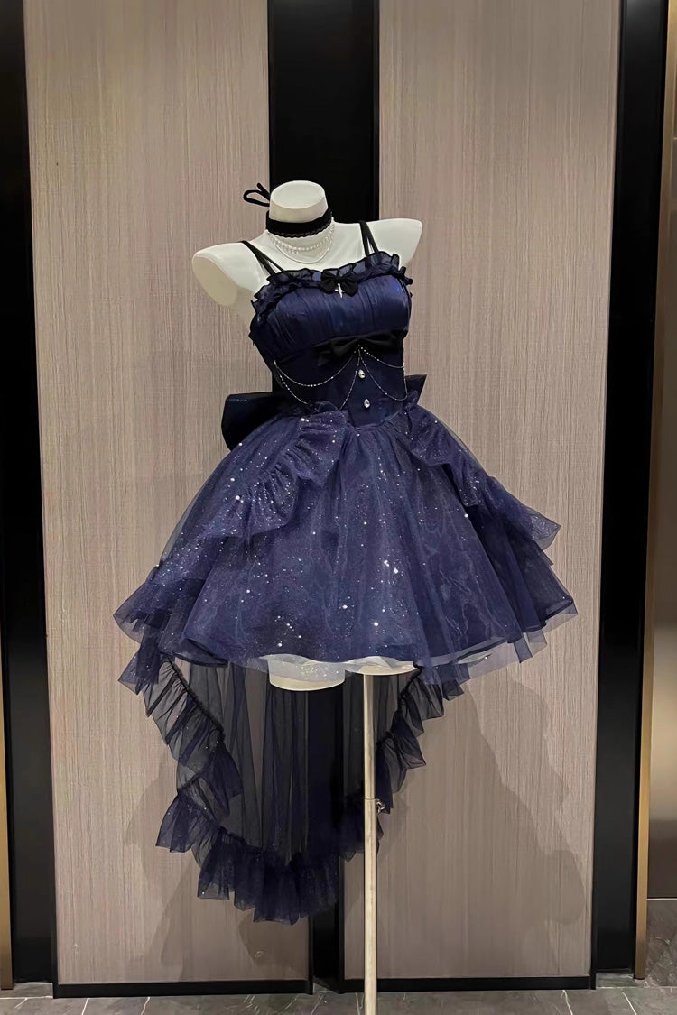 Azure Shimmering Irregular Sweet JSK with Train