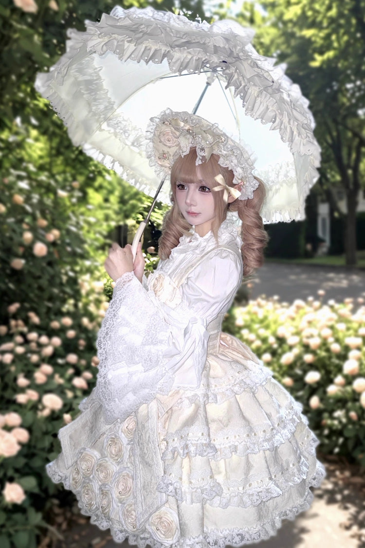 Rose of Confession Elegant Asymmetric Lolita JSK with Lace Details