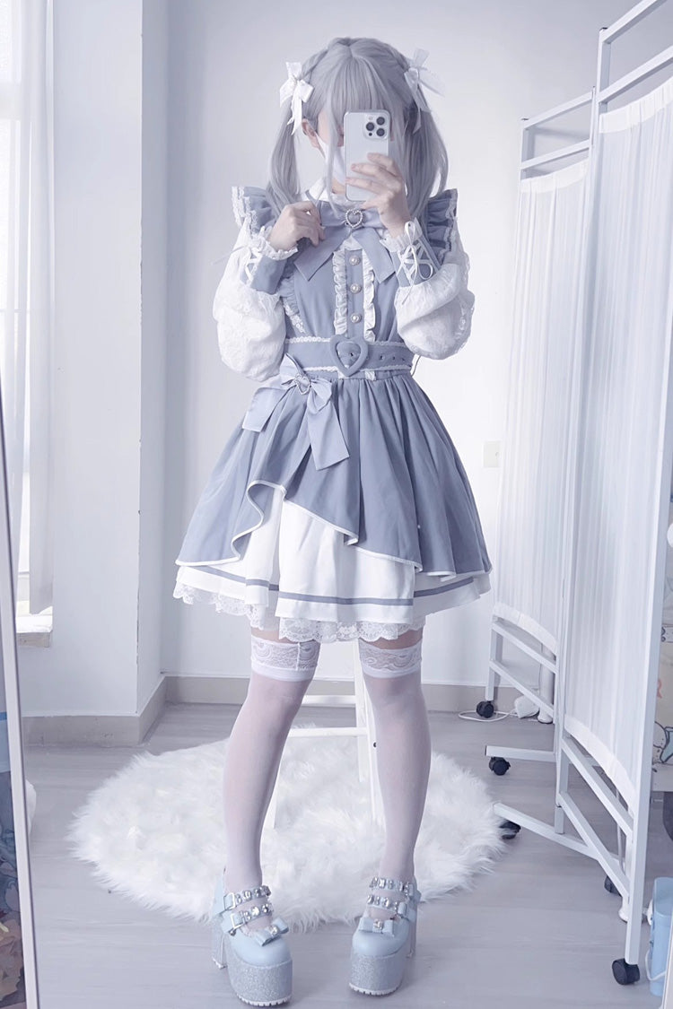 Little Idol Ruffle Bow Lace Asymmetric Jirai Kei Dress 6 Colors
