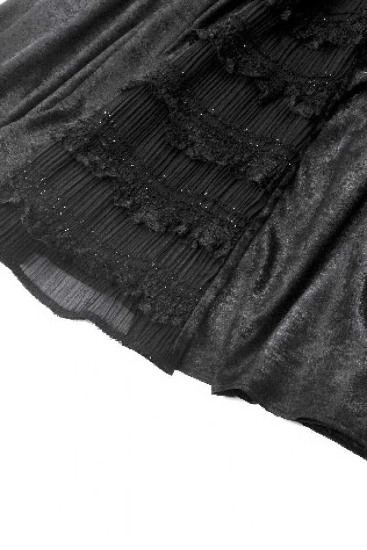 Square Collar Short Puff Sleeve Lace-Up Ruched Gothic Wedding Dress for Women Lace