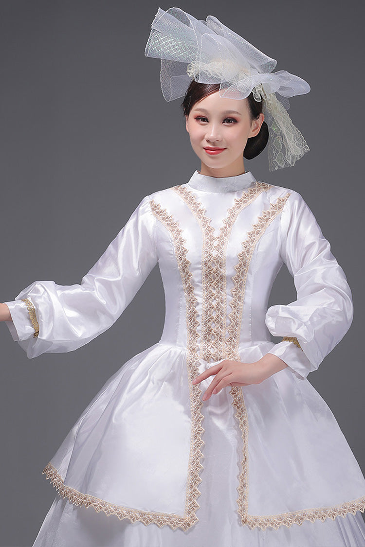 White Embroidered Vintage Victorian Dress - Sweet Court Style