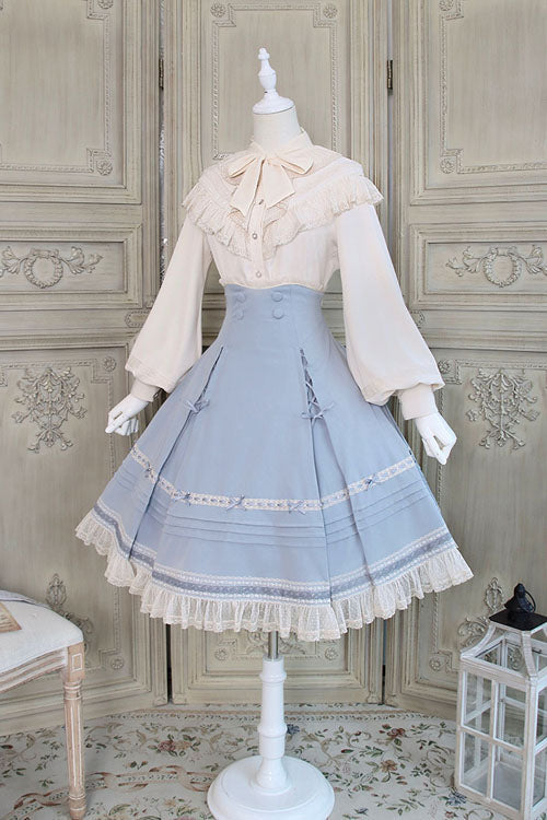 Baroque Manor Bowknot High-Waisted Ruffled Sweet Lolita Skirt, Three Colors