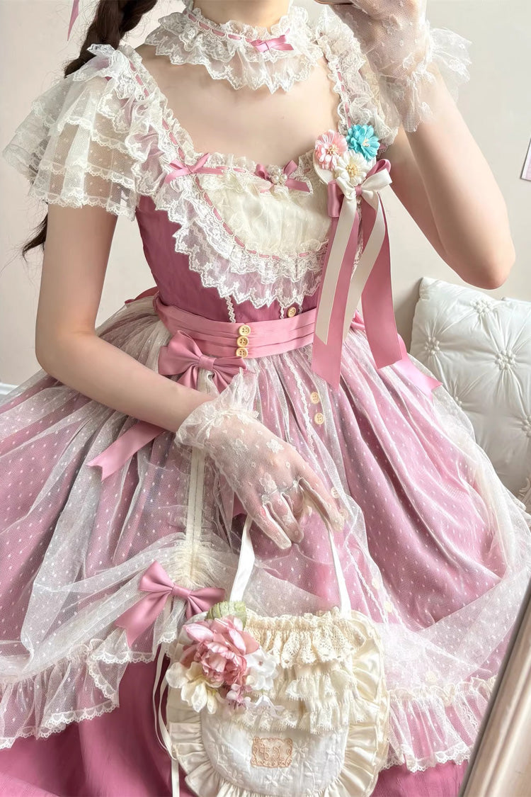 Sakura Spring JSK Dress - Sleeveless, Ruffled Bow, Long