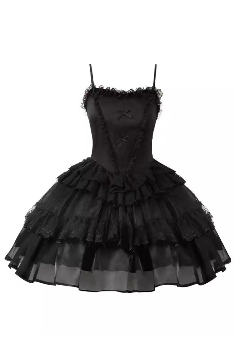 Black Gothic Drawstring JSK with Ruffle Details