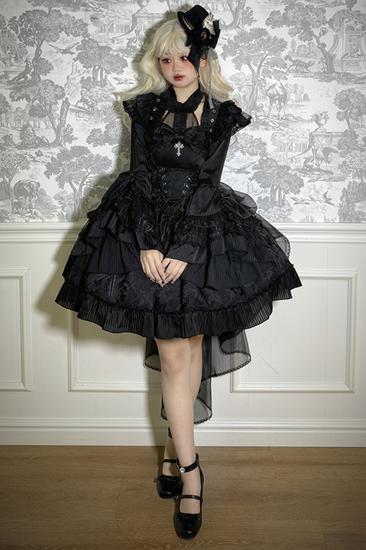 Halterneck Ruffle Bow Gothic Lolita Dress with Drawstring, Mystery Doll Theme, 4 Colors