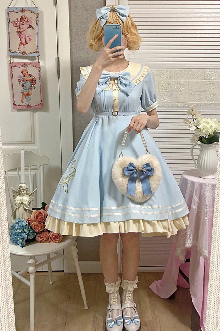 Navy Sailor Short Sleeve Sweet Lolita Dress with Whale Print