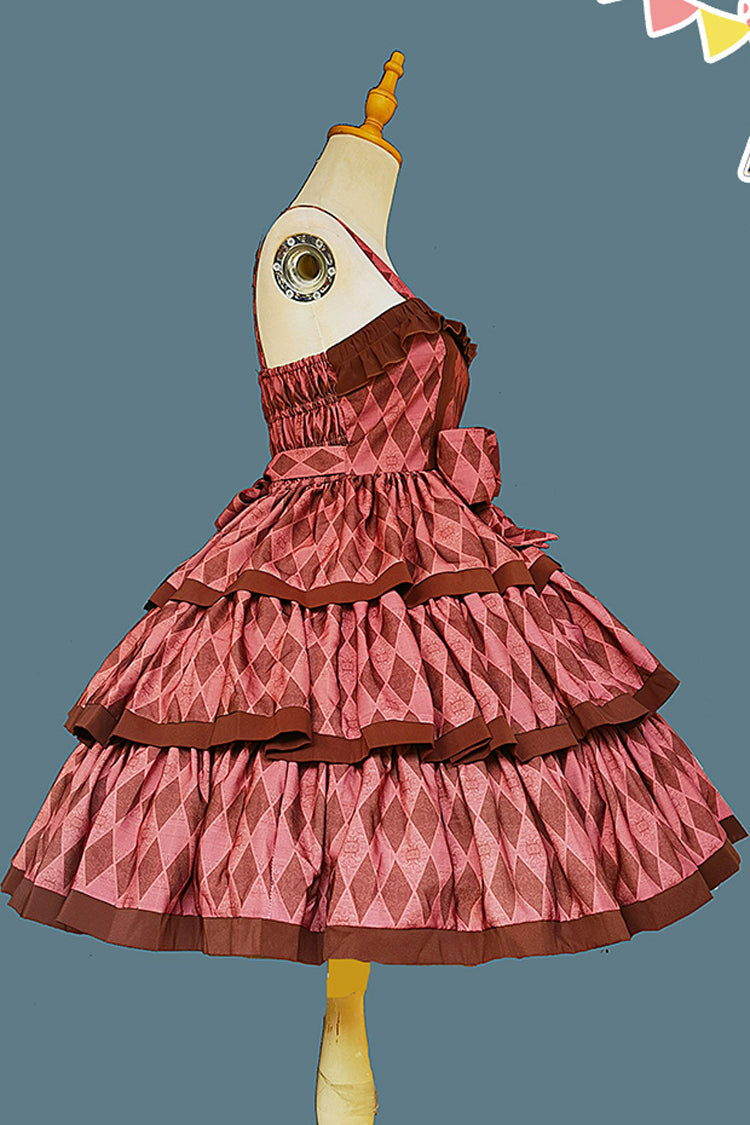 Stripe Triple-Layered Ruffle Bow Sweet Lolita Dress