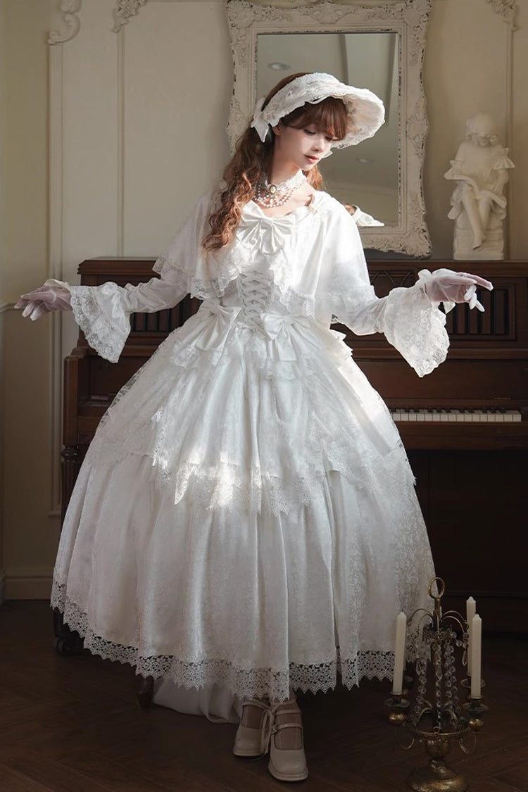 Ivory Sweet Dress with Trumpet Sleeves and Lace-Up Front - Cherish
