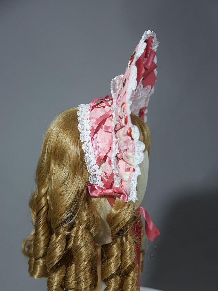Bonnet White Yellow / Pink Lolita Sweet