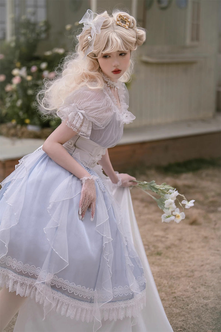 Cerulean Mermaid Teardrop Short-Sleeve Bowknot Sweet Princess Lolita Dress
