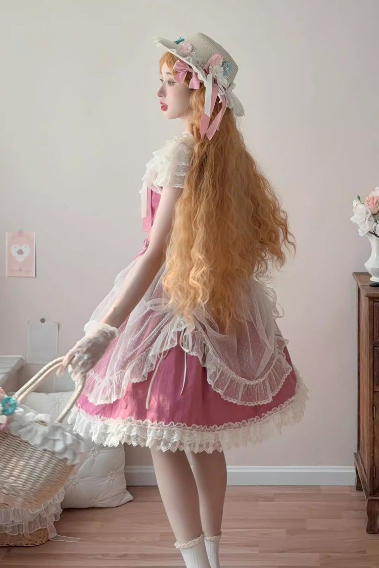 Sakura Spring JSK Dress - Sleeveless, Ruffled Bow, Short