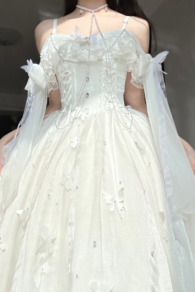 Ivory Butterfly Decorated JSK Dress with Bowknot - Summer Wind Chimes