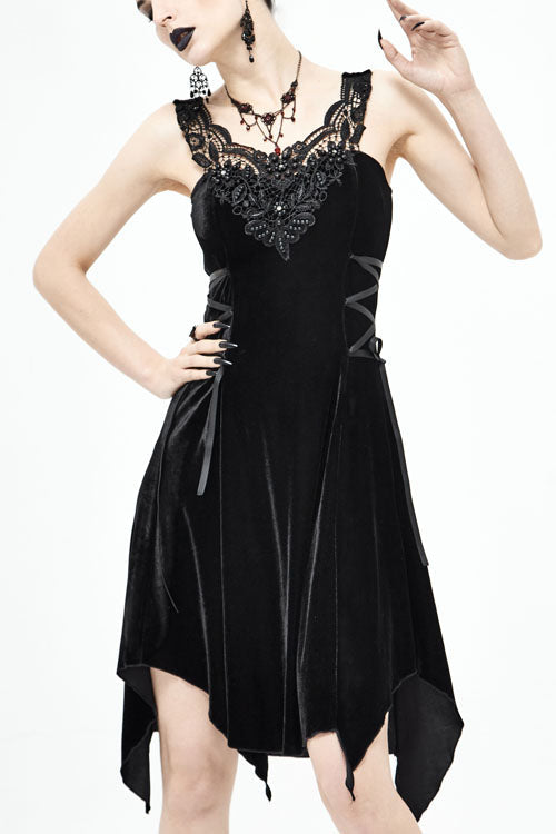 Angular Hem Gothic Dress with Sharp Silhouette