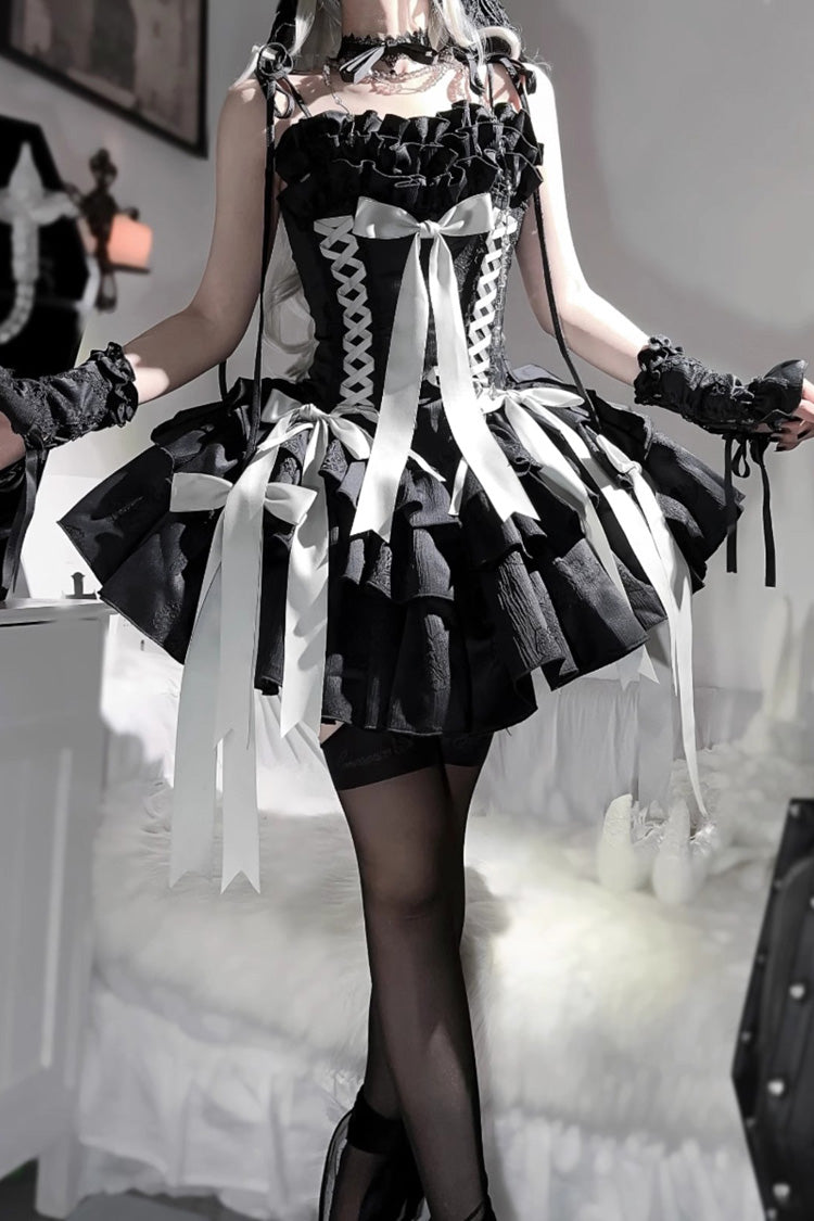 Multi-Layered Ruffle Corset Gothic Lolita JSK Dress