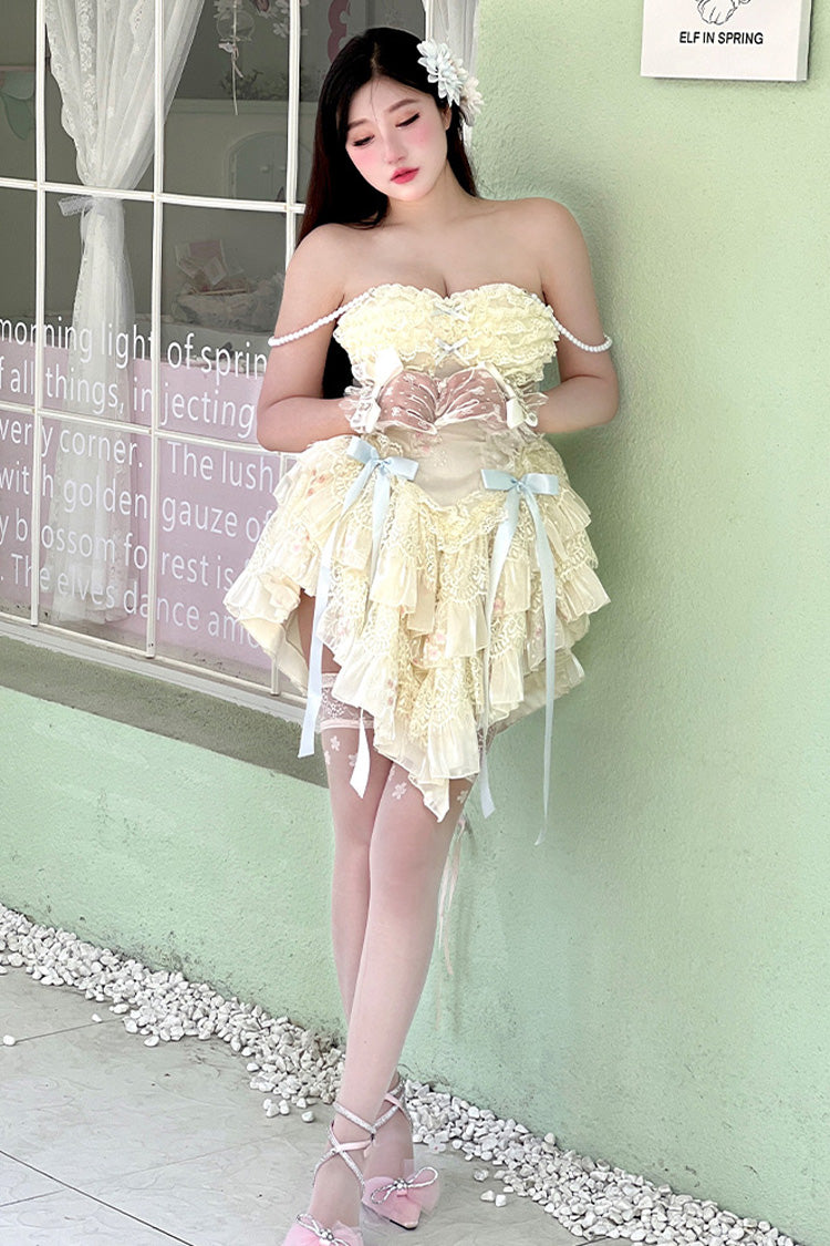 Lace Lolita Dress with Multi-Layer Ruffles, Bowknot, Dreamy Love