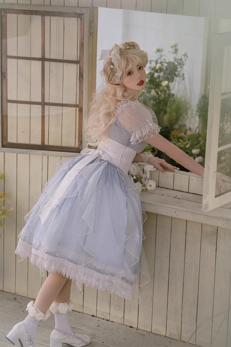 Cerulean Mermaid Teardrop Short-Sleeve Bowknot Sweet Princess Lolita Dress