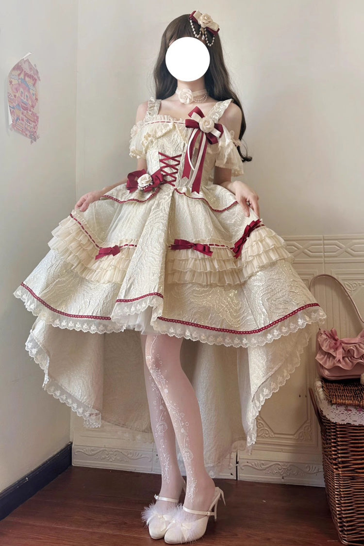 Elegant Princess Lolita JSK - Ivory and Red
