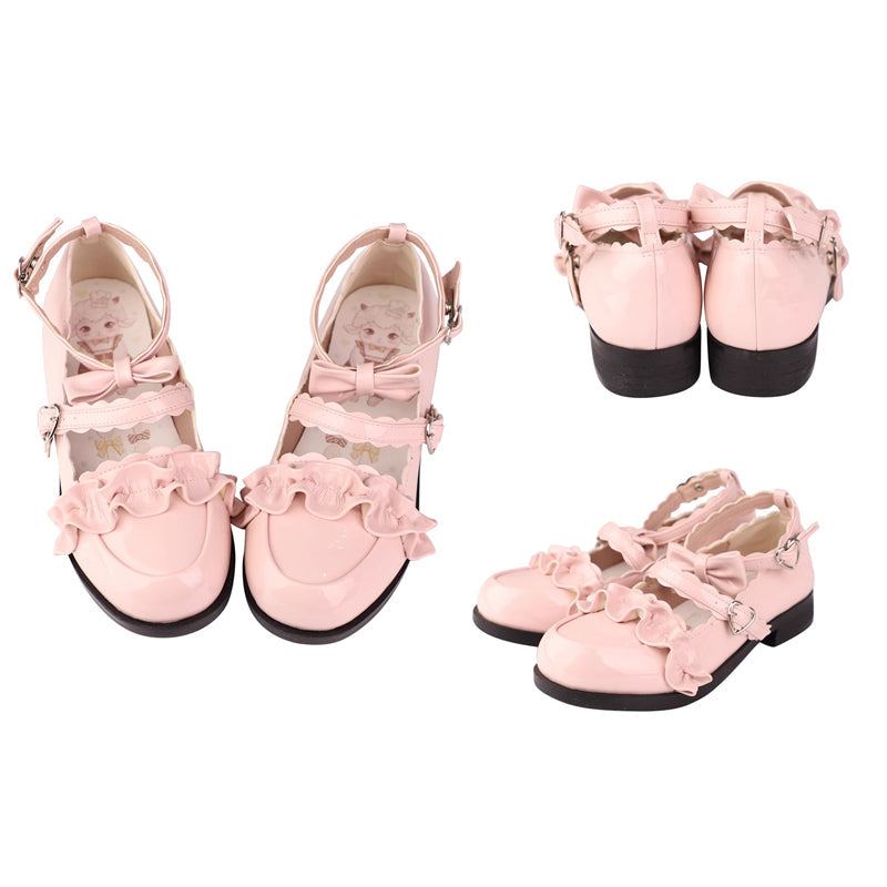 Ruffled Bowknot Mary Janes - Kawaii Lolita Shoes