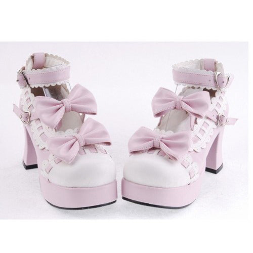 Blush Round Strap High-Heel Lolita Shoes