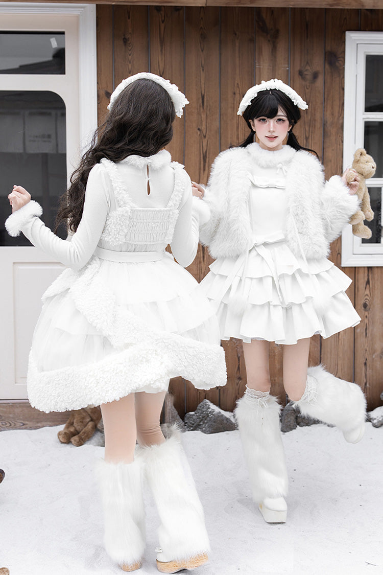 Triple Ruffled Bow Sweet Lolita JSK Outfit