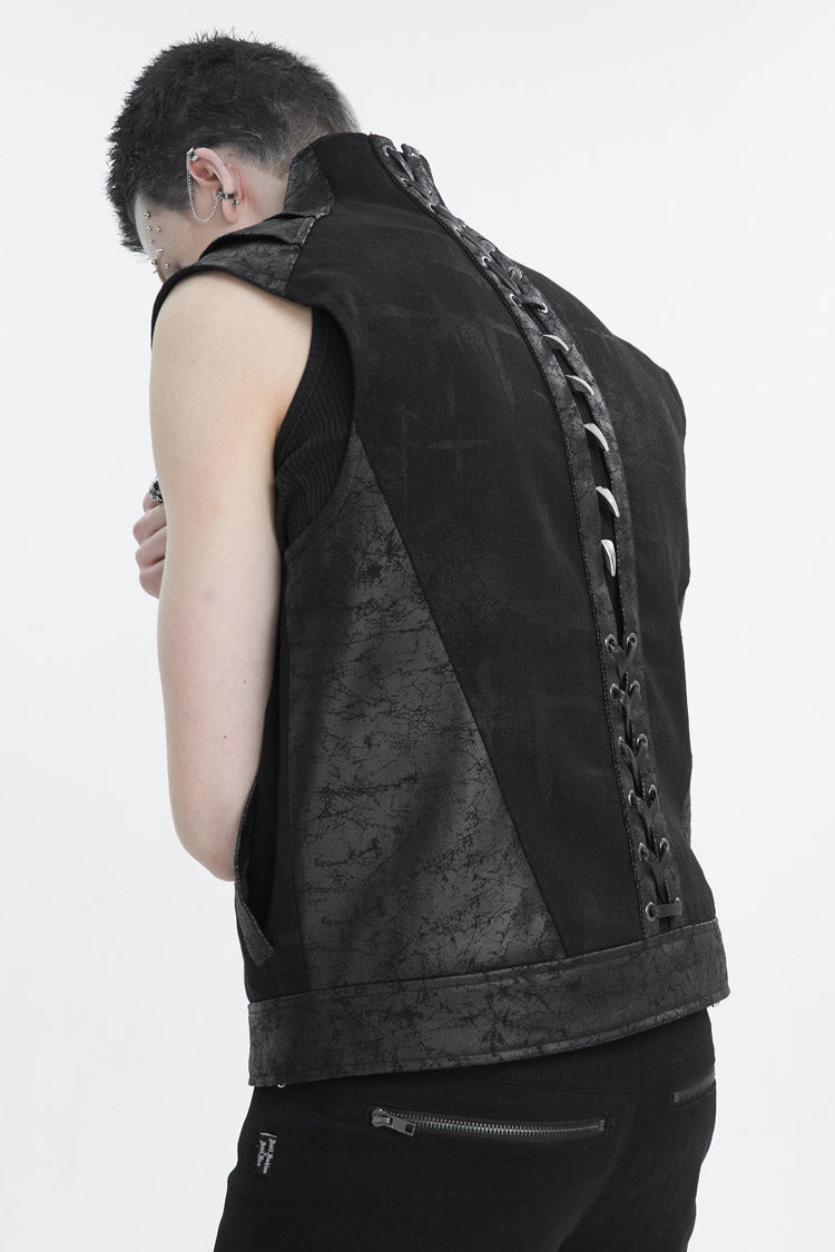 Men's Punk Vest with Metal Willow Studs Sleeveless Chest