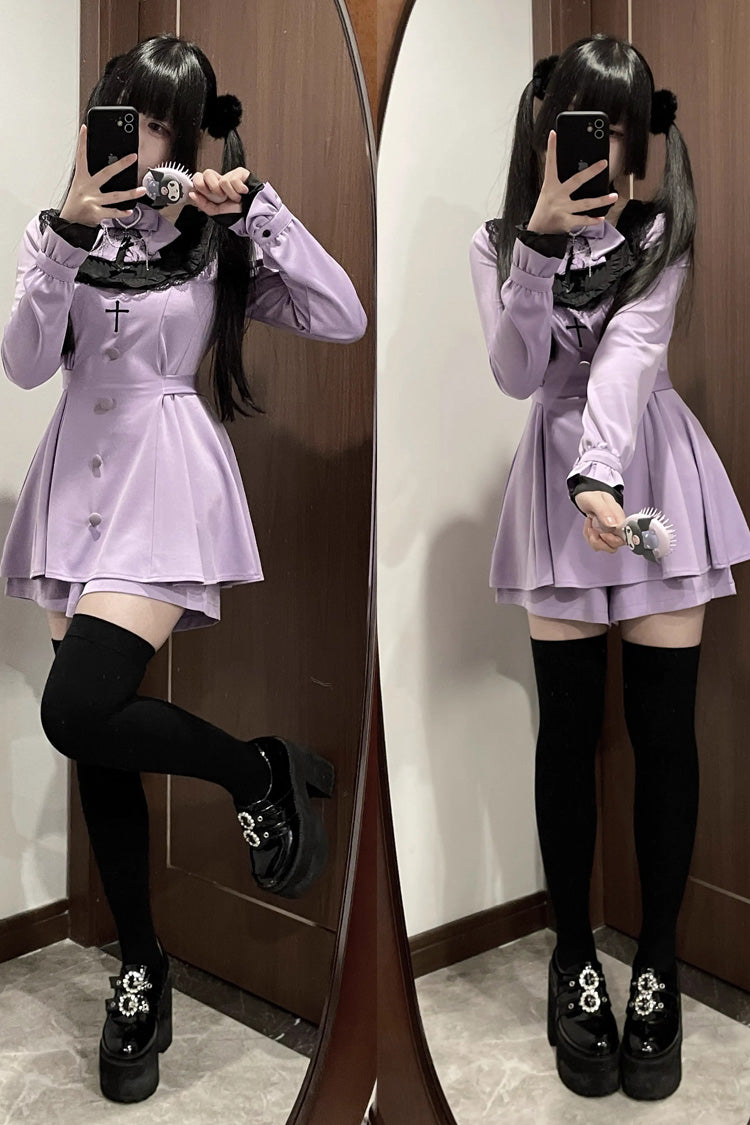 Stairway to Heaven Embroidered Bow Lace Long Sleeve Jirai Kei Set