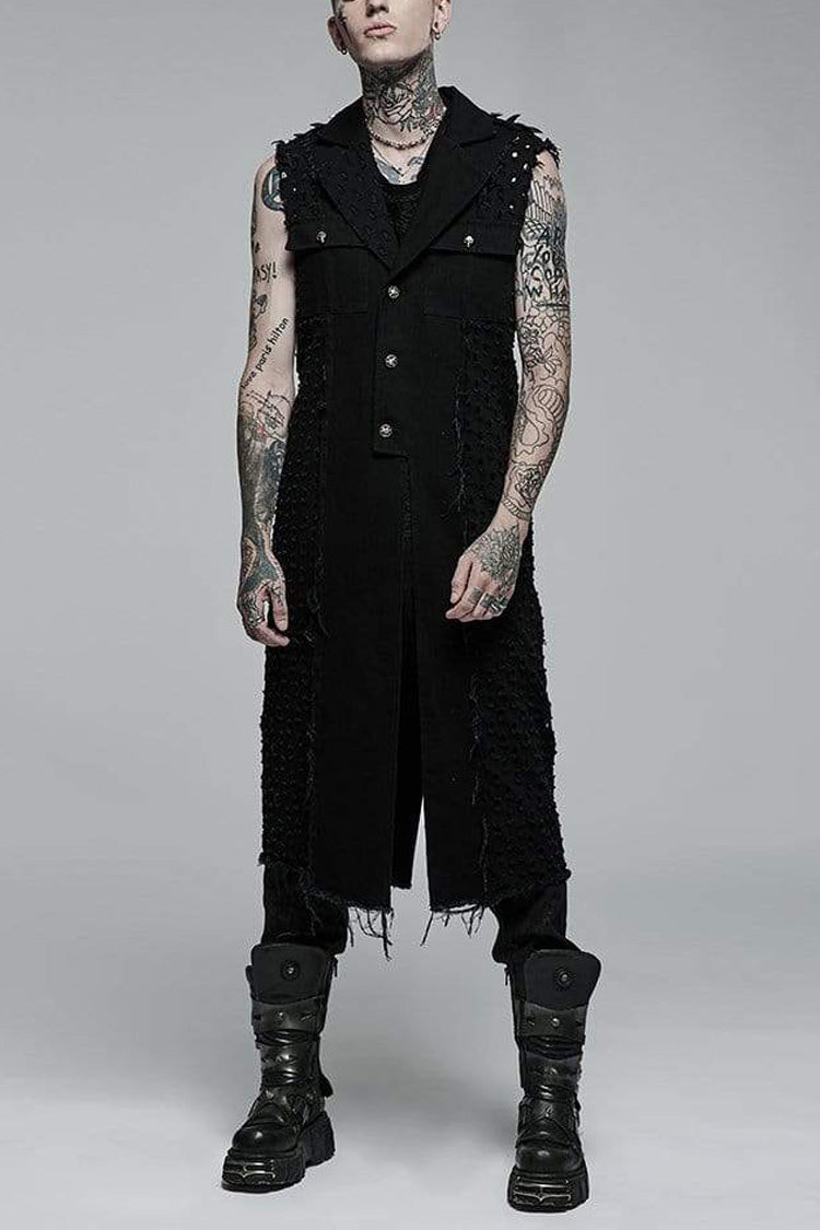 Ripped Steampunk Long Vest for Men