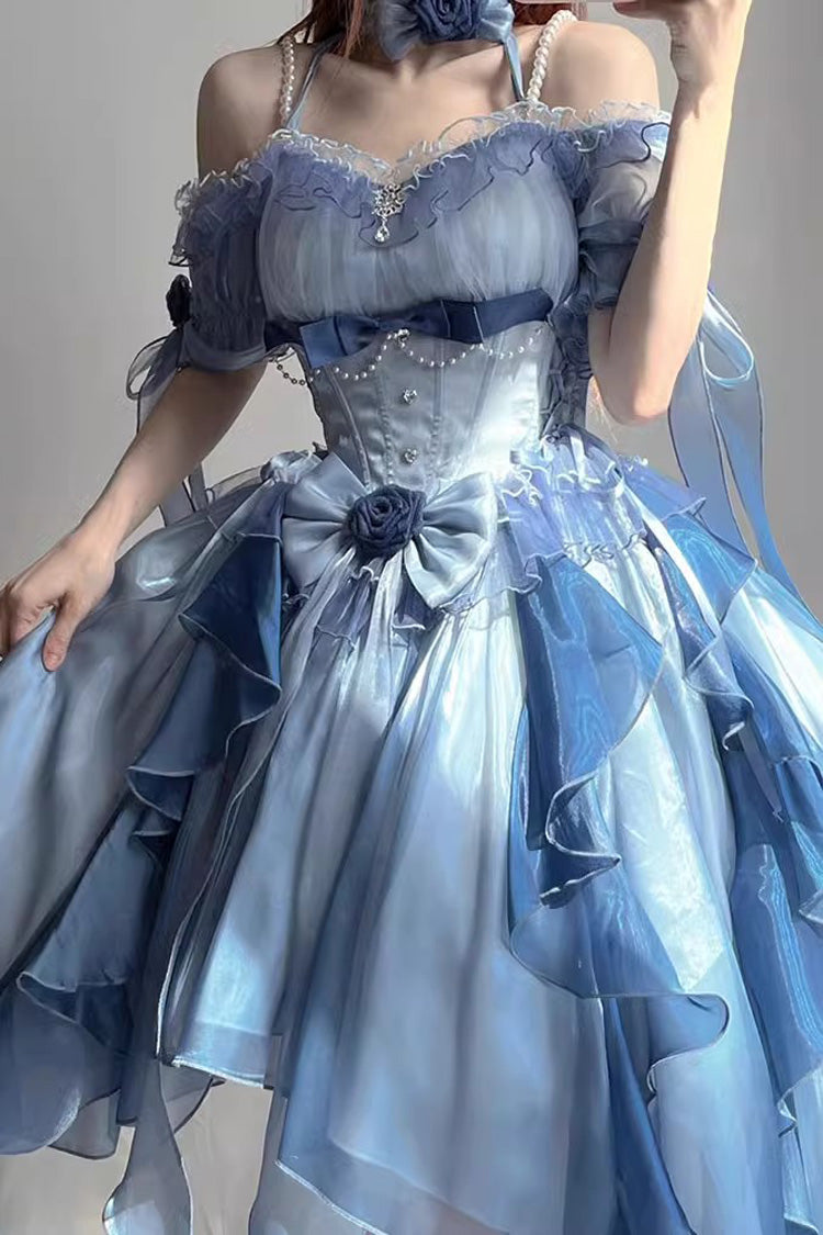 Azure Elegant Princess Sweet Hanayome Dress with Bows