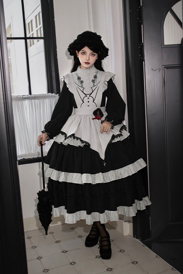 Castle Night Long Sleeved Ruffled Embroidered Gothic Lolita Dress