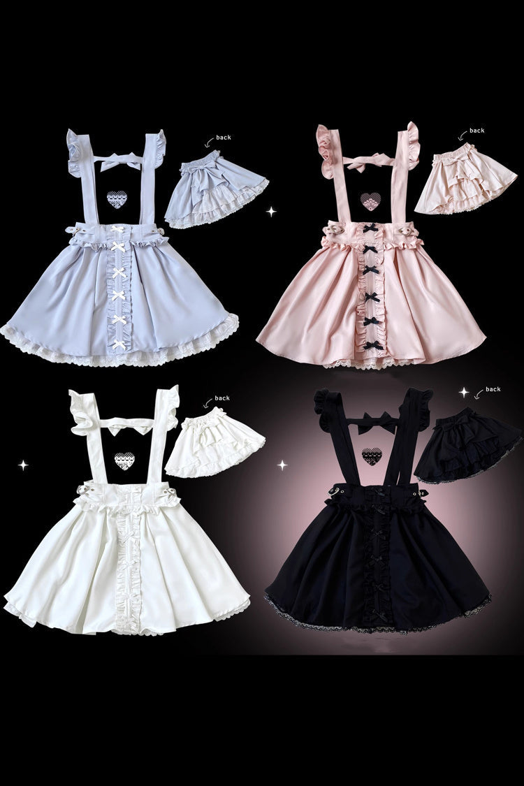 Dolls Only Ruffle Bow Lace Lace-Up Sweet Jirai Kei Strap Dress 4 Colors