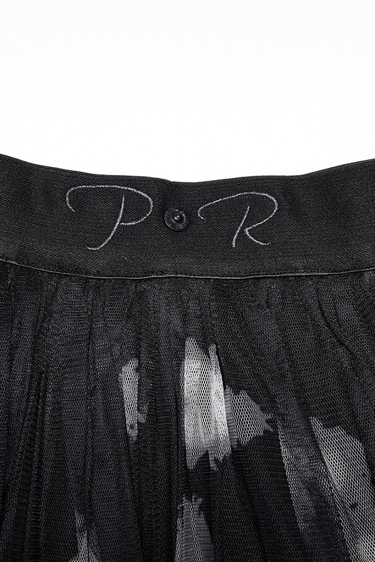 Gothic Sheer Skirt - Rose Embroidery, Lace Stitch, 2 Colors