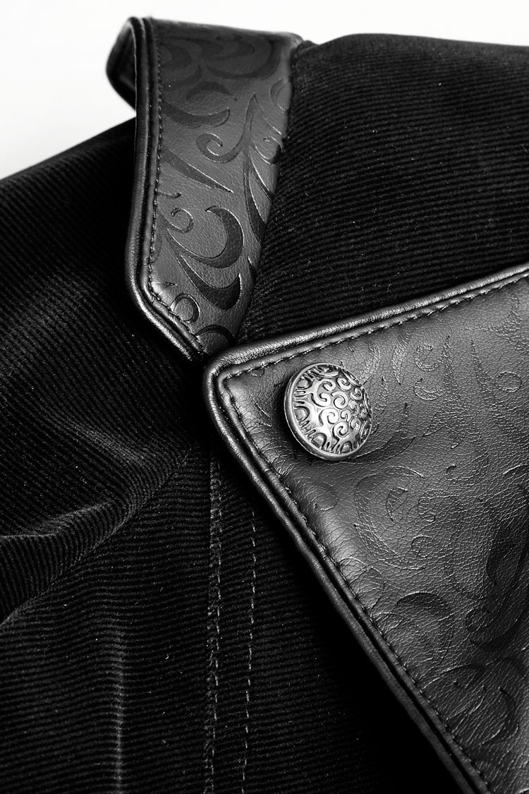 Void Steampunk Overcoat with Metal Buckles and Stand Collar