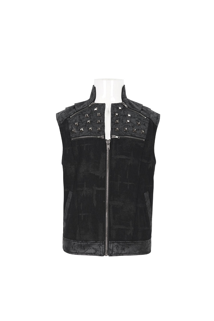 Men's Punk Vest with Metal Willow Studs Sleeveless Chest