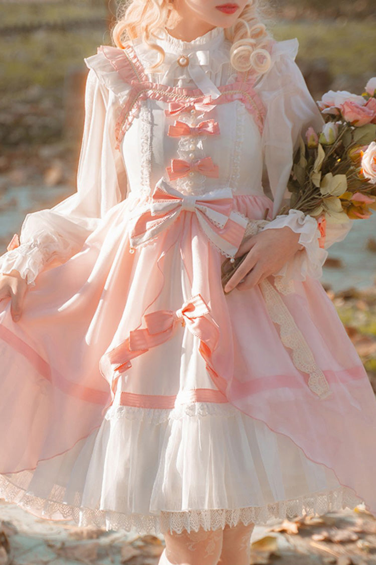 Blush Sleeveless Ruffle Cardigan Bow Lace Sweet Plus JSK Dress
