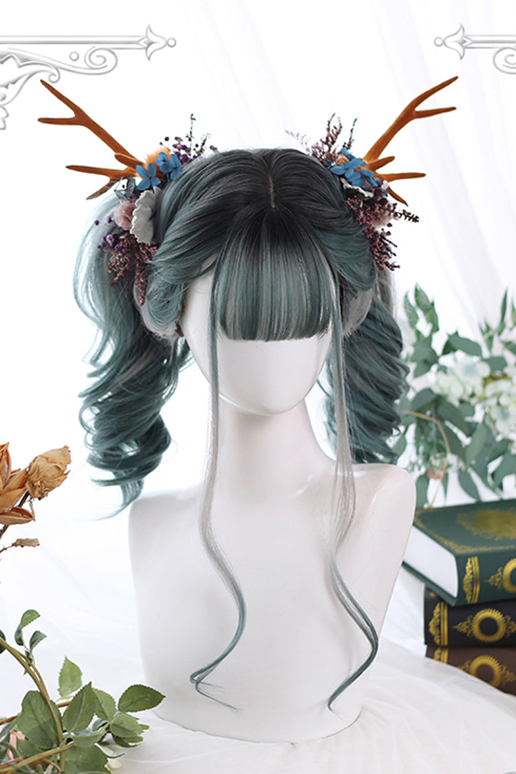 Emerald Ash Gray Big Wavy Long Curly Retro Wig